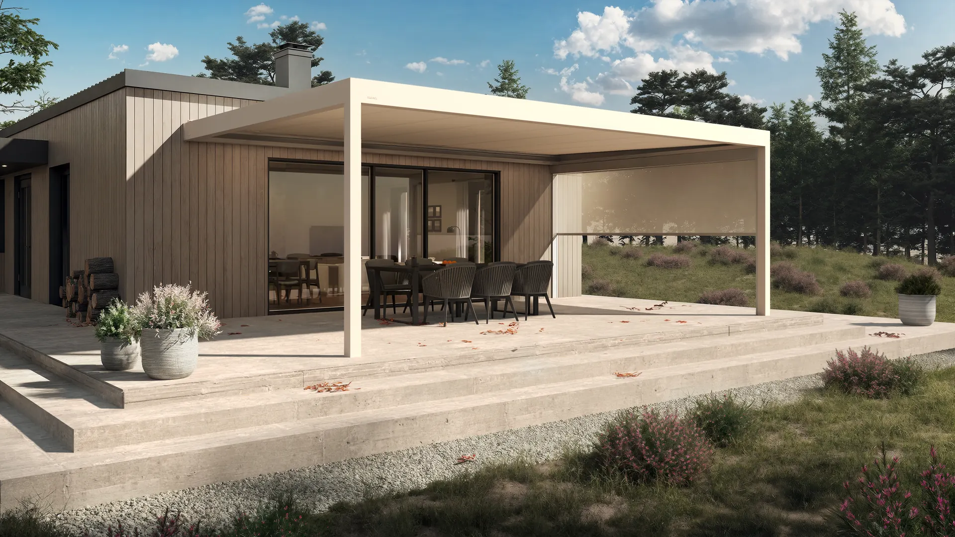 Brustor B310: Pergola mit Stoffdach im Detail
